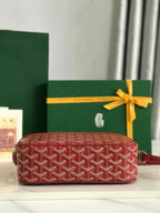 Goyard Cap-Vert Camera Bag Red Calfskin Canvas 290856