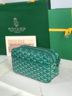 Goyard Cap-Vert Camera Bag Teal Green Calfskin Canvas 290858