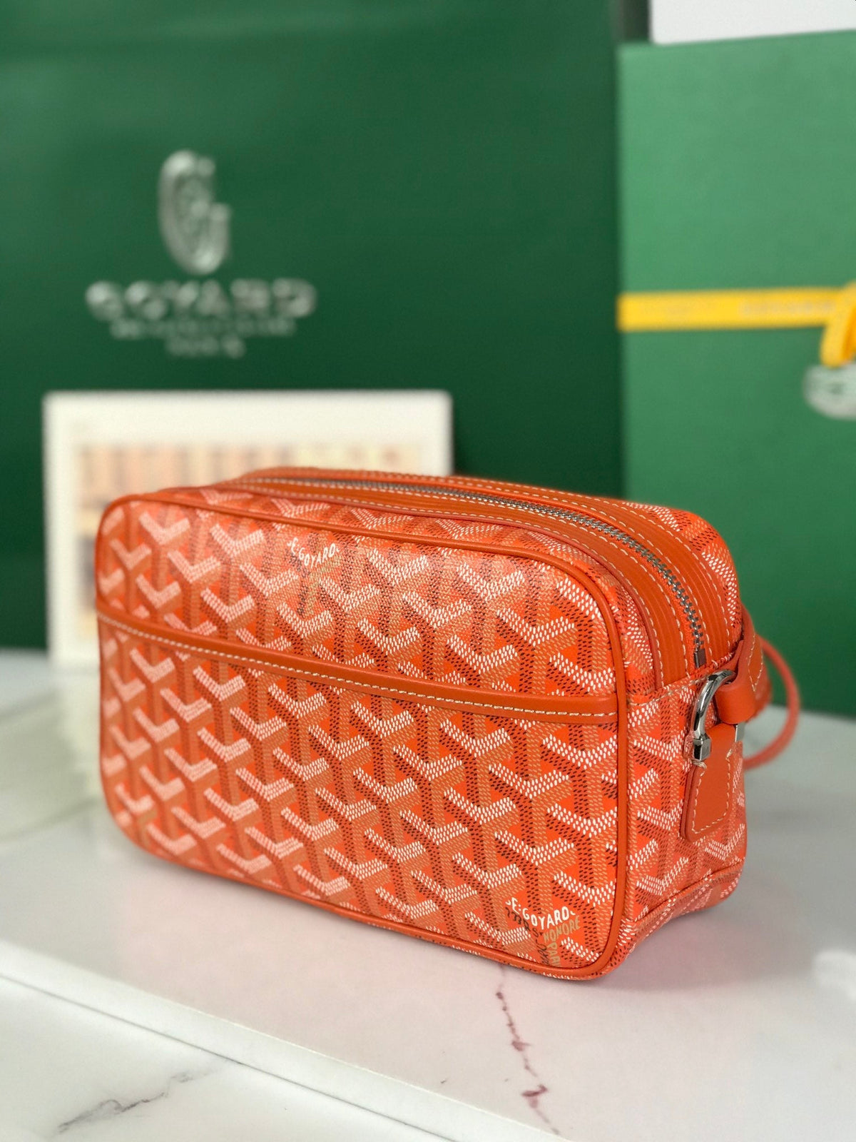 Goyard Cap-Vert Camera Bag Orange Calfskin Canvas 290859