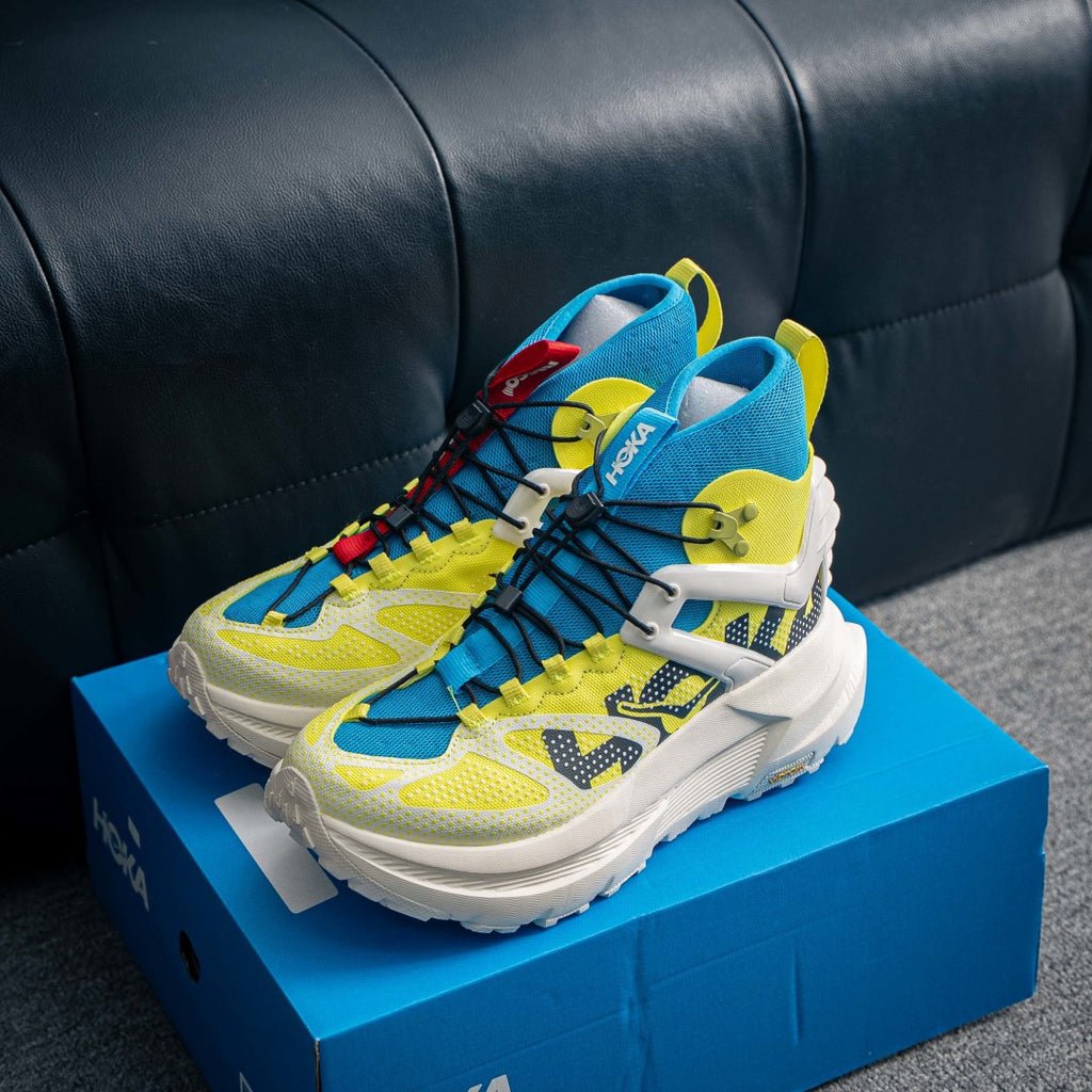 HOKA Mafate Speed 2 / Mafate X Hike "Hoka Hike" Yellow/Blue Mid-Top Trail Sneakers