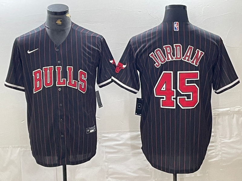 Men's Chicago Bulls Michael Jordan #45 Black Replica Player Jersey