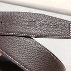 HM H D'ANCRE BELT BUCKLE & REVERSIBLE BLACK AND CHOCOLATE BROWN LEATHER STRAP 38 MM GOLD HARDWARE
