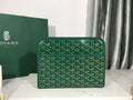Goyard Jouvence Toiletry Bag Green PVC Fabric With Cowhide