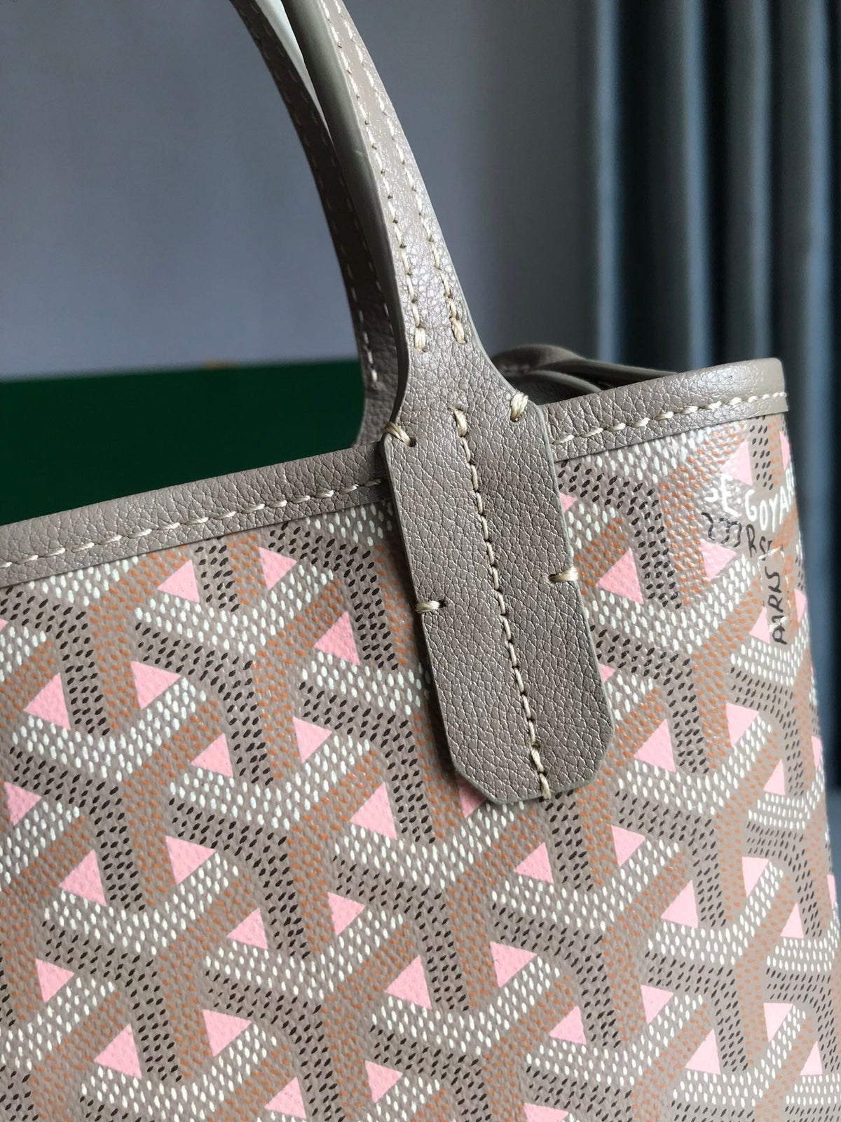 POITIERS CLAIRE-VOIE BAG 24 IN GREY MIX PINK GOYARDINE CANVAS AND CALFSKIN