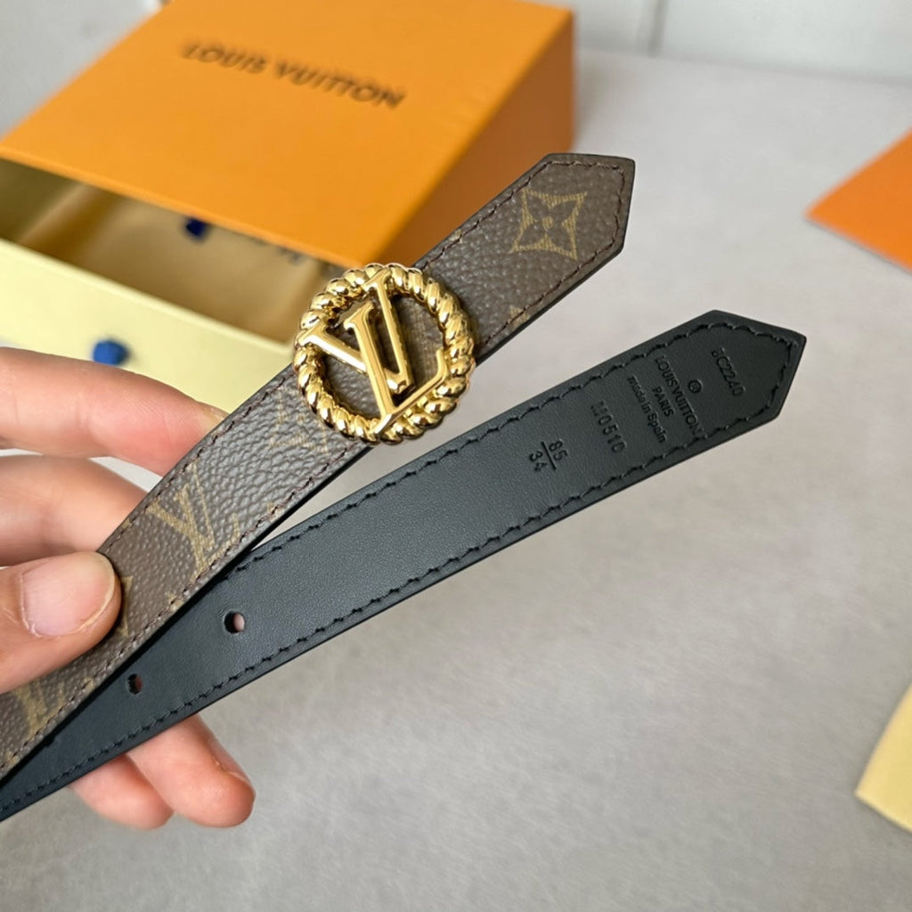 LV S-LOCK BELT 20 MM IN BLACK CALFSKIN AND CIRCLE GOLD HARDWARE