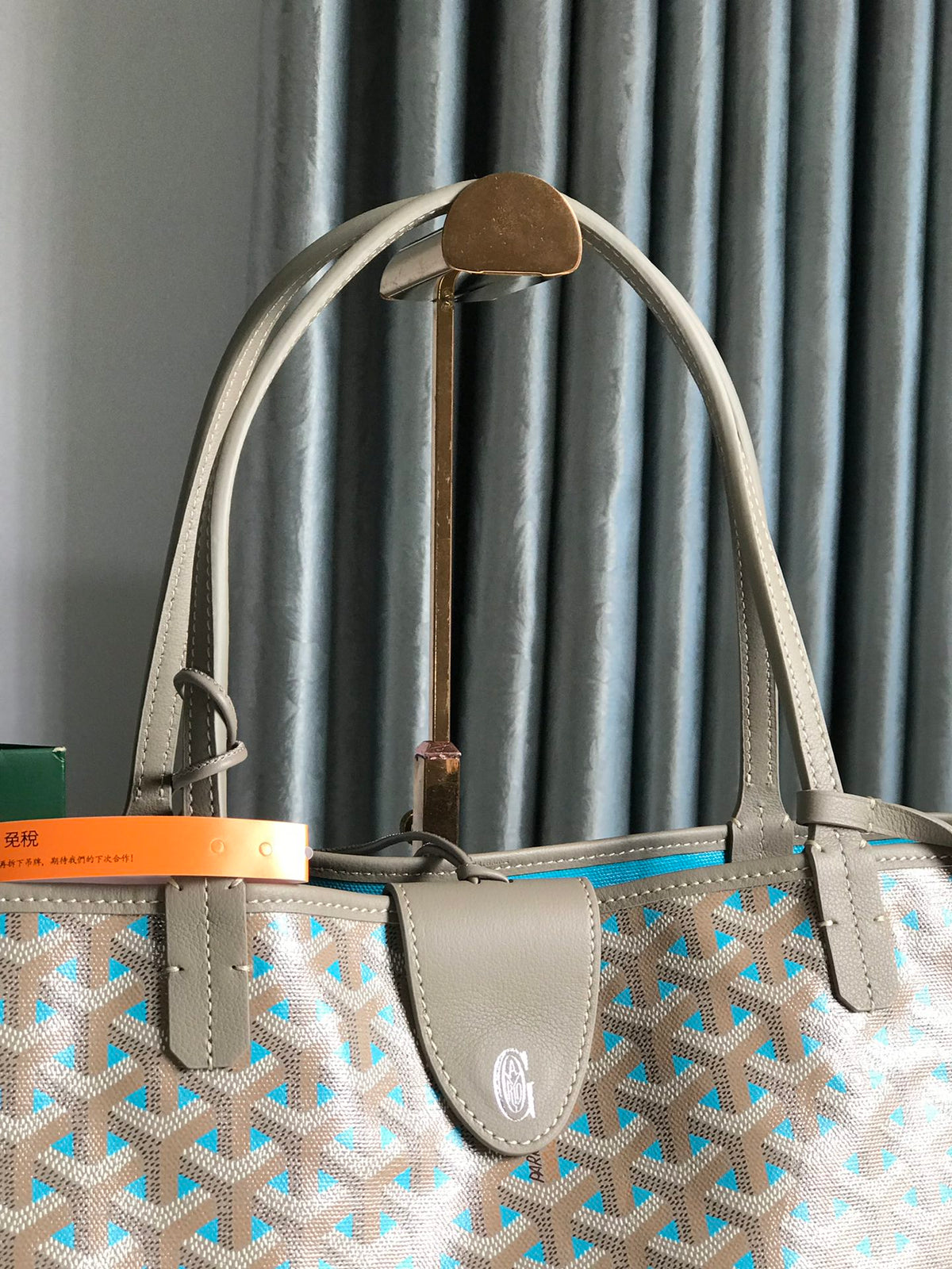 SAINT LOUIS GM 40 IN GREY MIX BLUE GOYARDINE CANVAS AND CALFSKIN