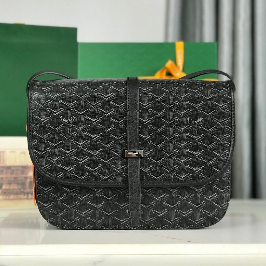 BELVEDERE MM BAG 28 IN BLACK GOYARDINE CANVAS AND CALFSKIN