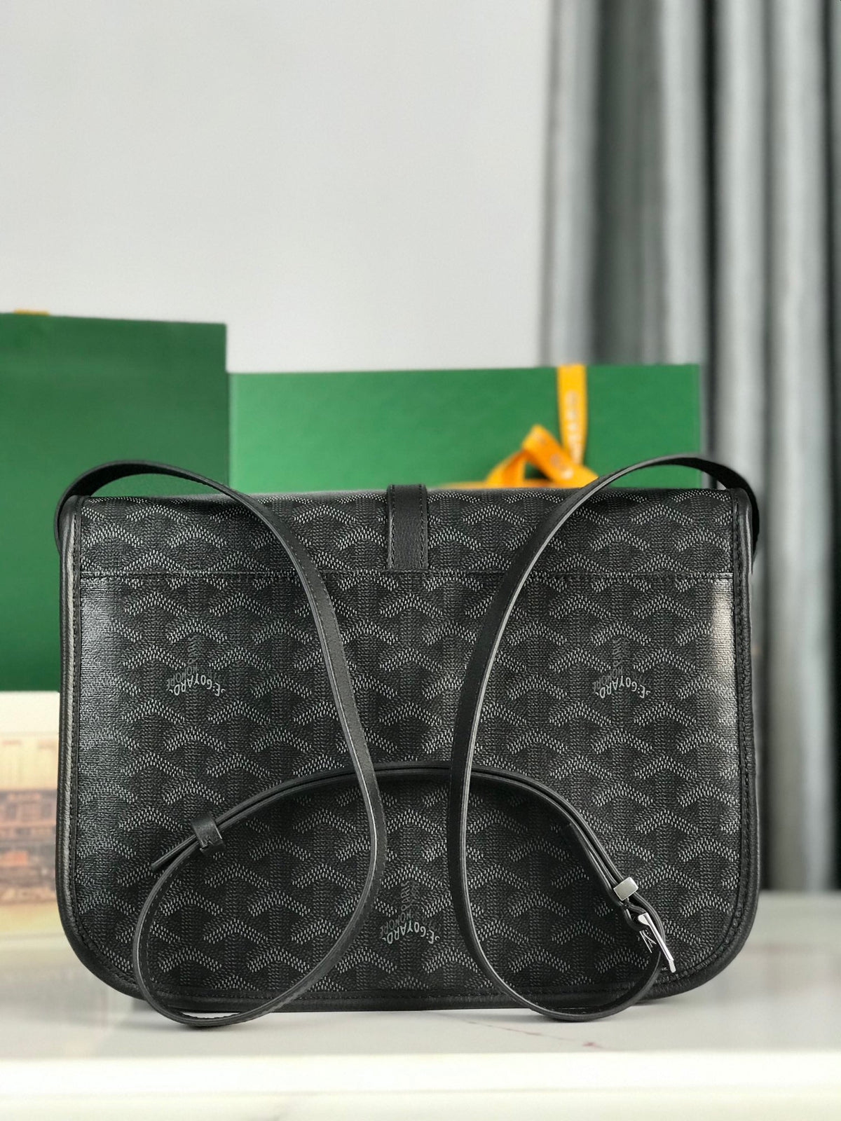 BELVEDERE MM BAG 28 IN BLACK GOYARDINE CANVAS AND CALFSKIN