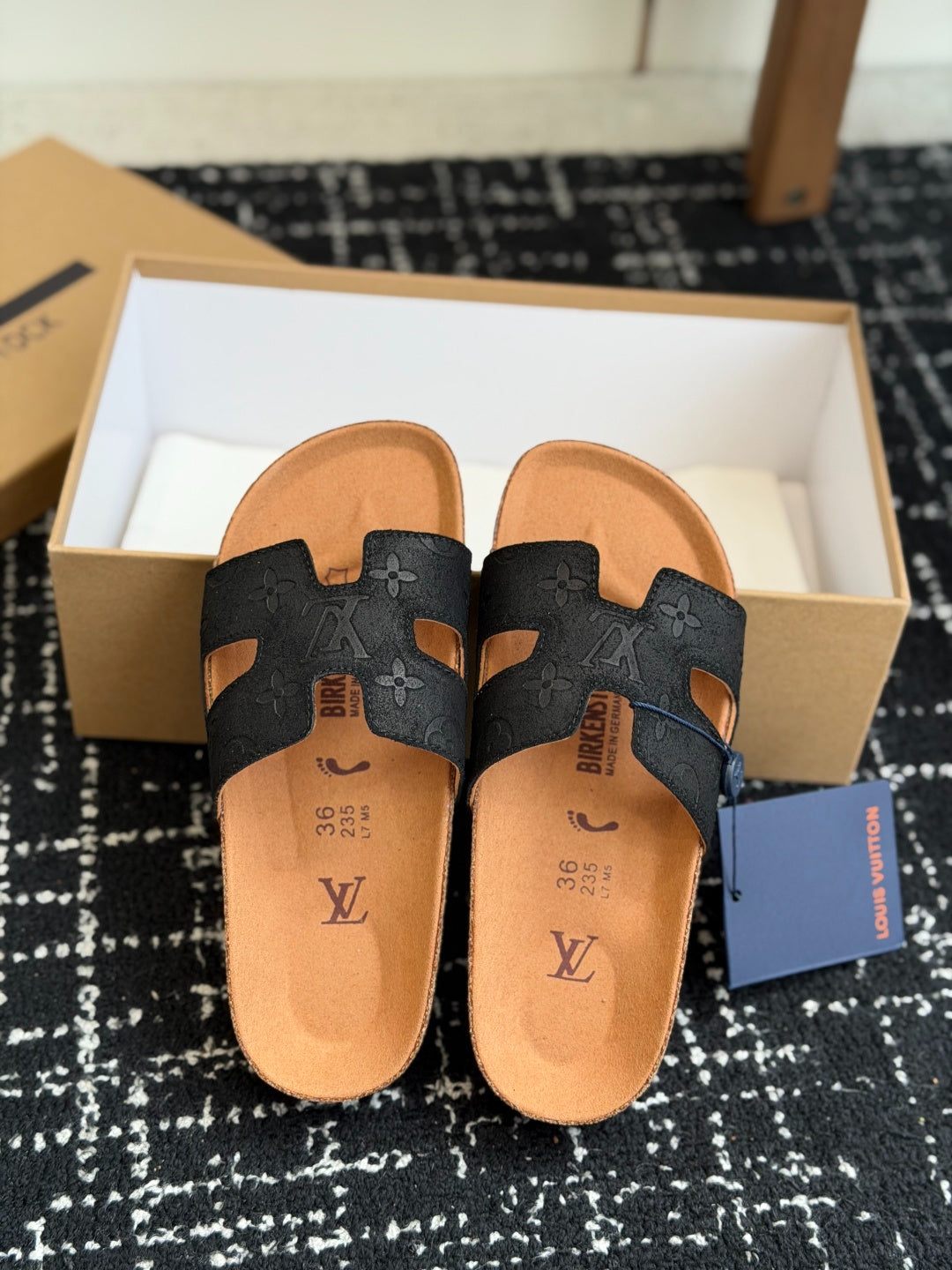 Louis Vuitton LV Oasis Mule (Black Monogram Suede)