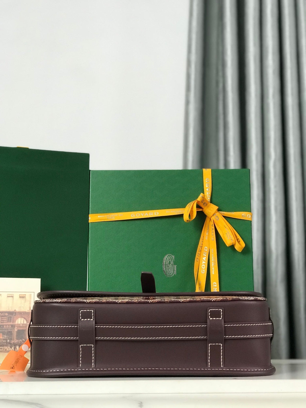 BELVEDERE MM BAG 28 IN BROWN GOYARDINE CANVAS AND CALFSKIN