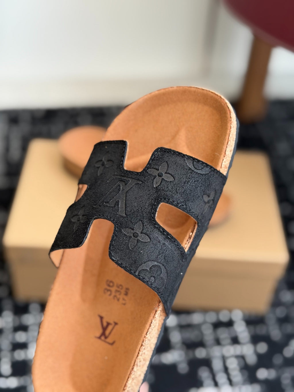 Louis Vuitton LV Oasis Mule (Black Monogram Suede)