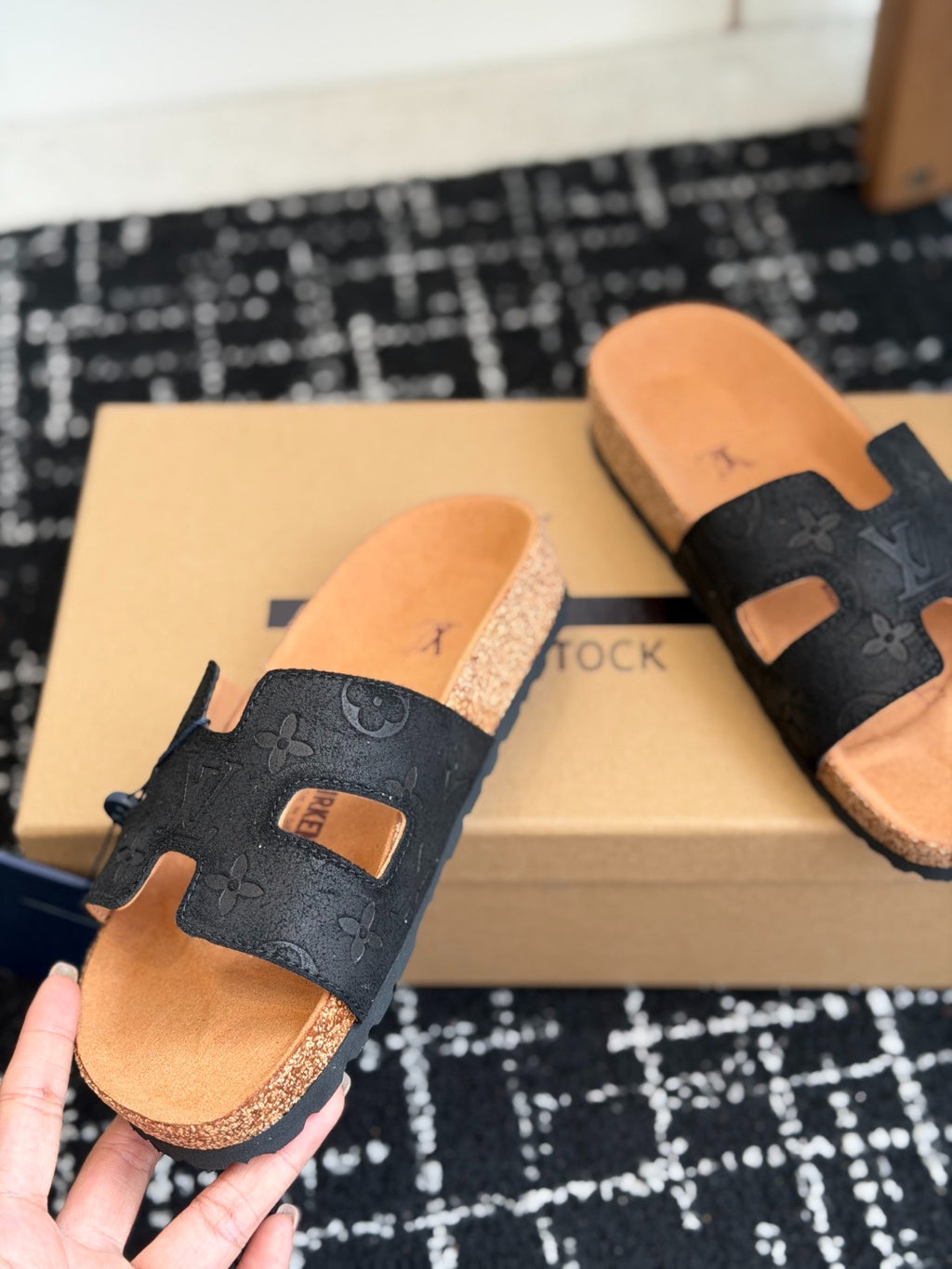 Louis Vuitton LV Oasis Mule (Black Monogram Suede)