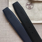 HM BELT BUCKLE & REVERSIBLE BLACK LEATHER STRAP 38MM GOLD HARDWARE