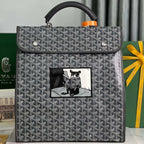SAINT LÉGER BACKPACK 35 IN BLACK GOYARDINE CANVAS AND CALFSKIN WITH CARTOON PATCH