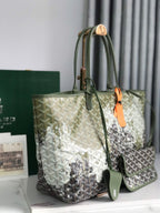 SAINT LOUIS PM BAG 34 IN GREEN MIX BLACK GOYARDINE CANVAS