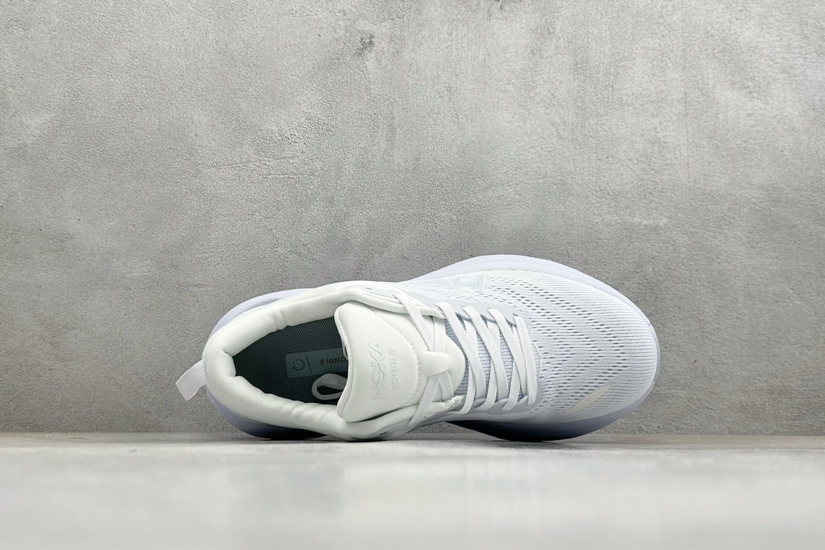 HOKA Bondi 8 Triple White Running Sneaker