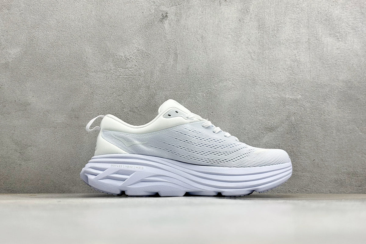 HOKA Bondi 8 Triple White Running Sneaker