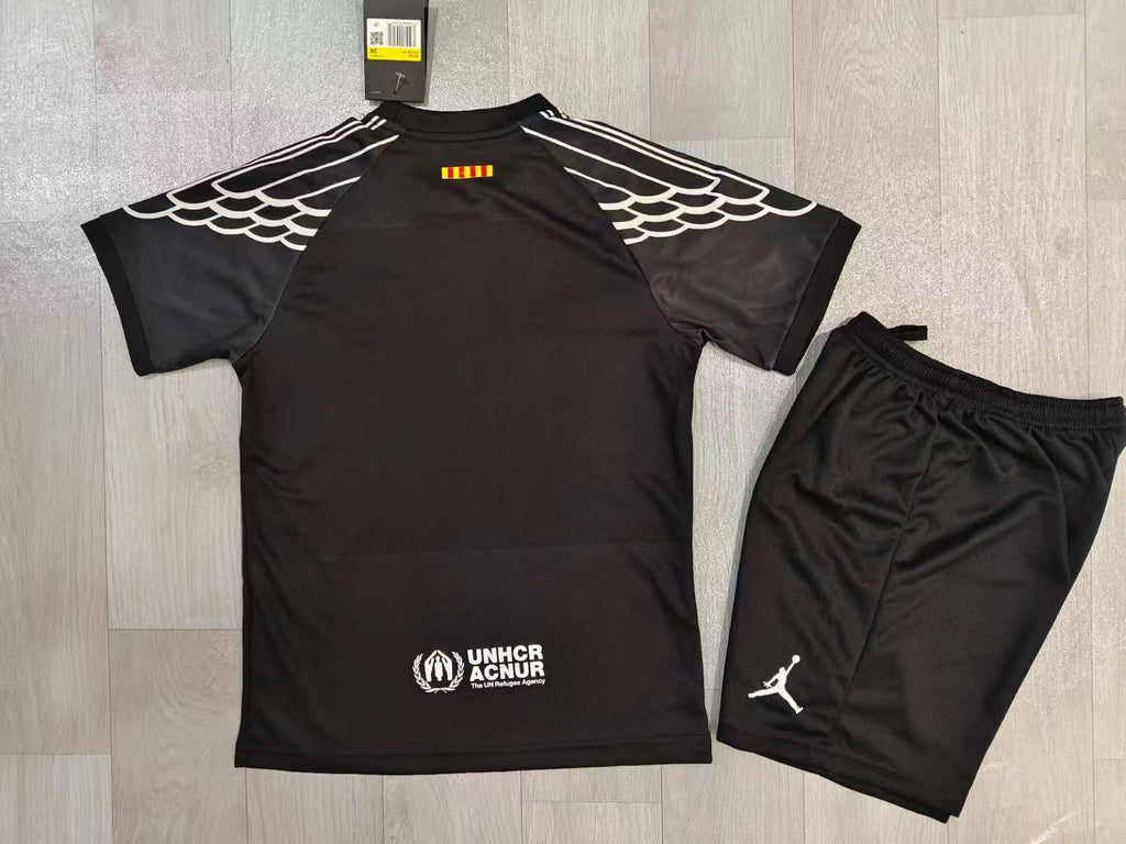 KIDS Barcelona Black Training Kit with Jordan Wings & Corteiz Graffiti