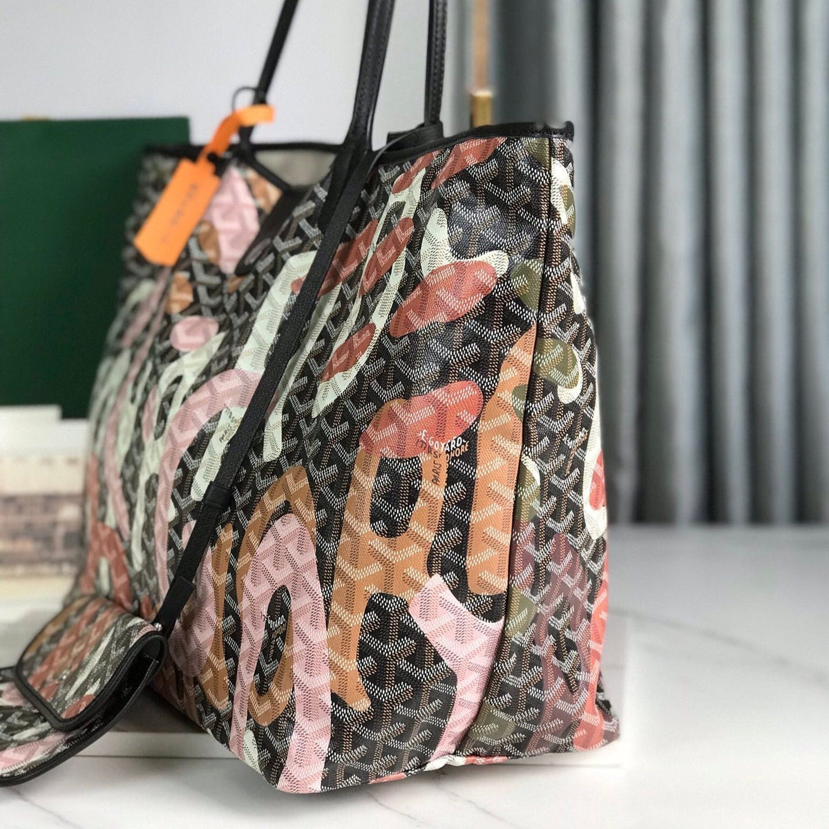SAINT LOUIS GM BAG 40 IN PINK LETTRES CAMOUFLAGE GOYARDINE CANVAS