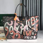 SAINT LOUIS GM BAG 40 IN PINK LETTRES CAMOUFLAGE GOYARDINE CANVAS