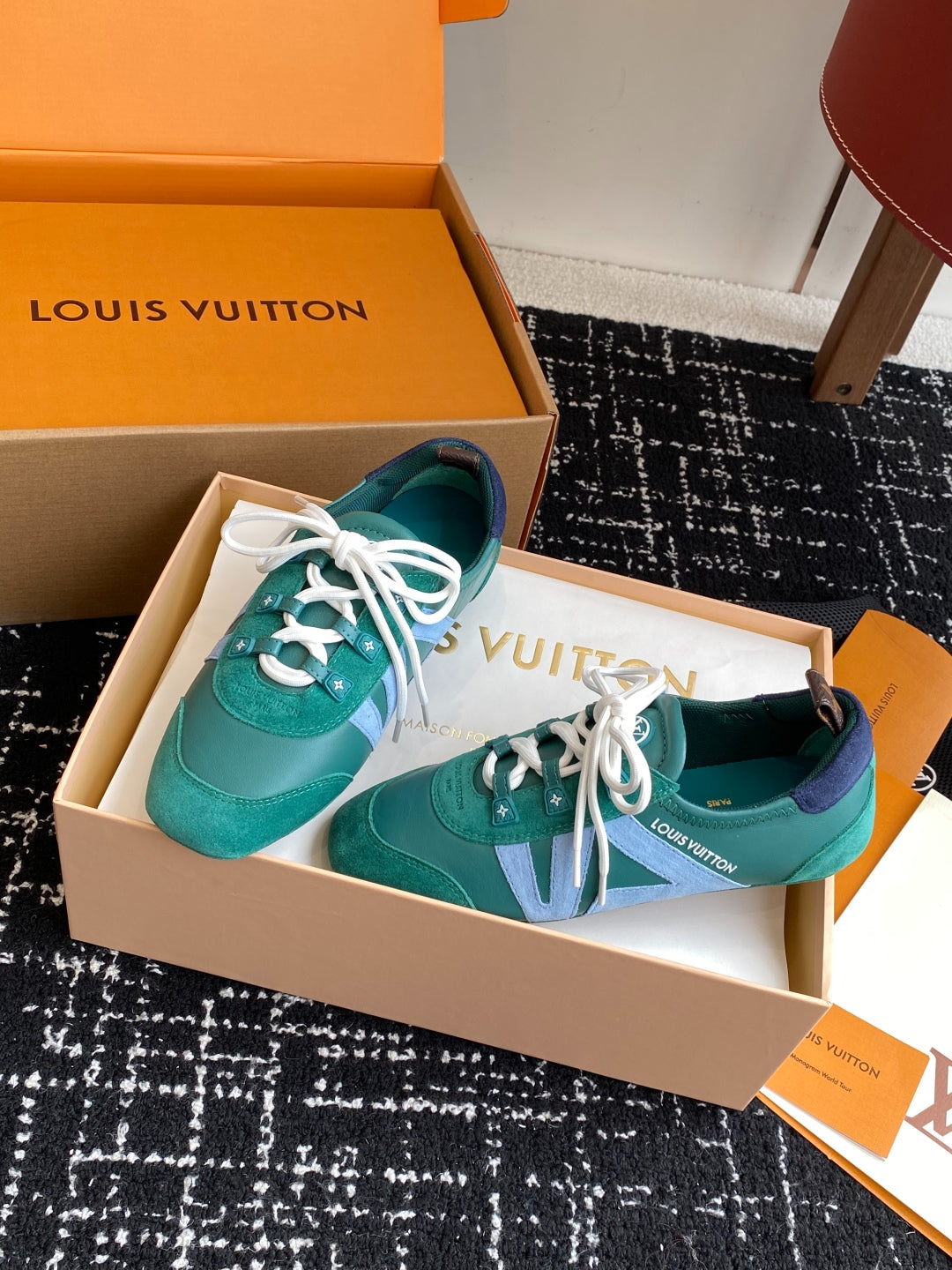 LV Recif Sneaker (Green/Blue Suede & Leather)