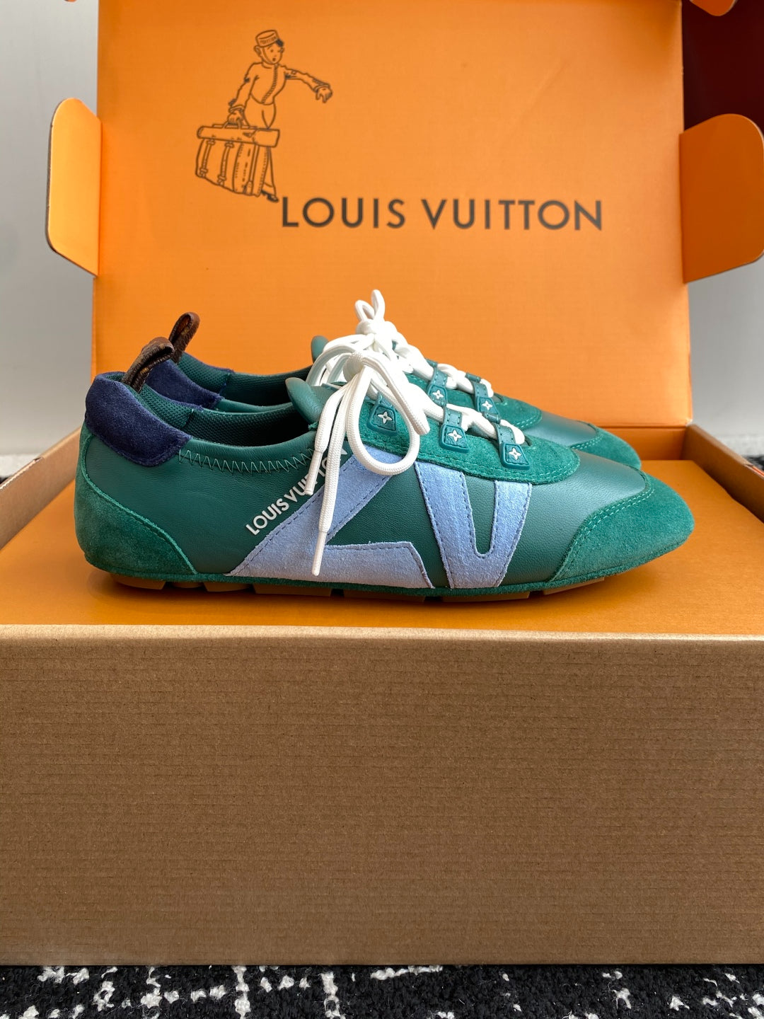 LV Recif Sneaker (Green/Blue Suede & Leather)