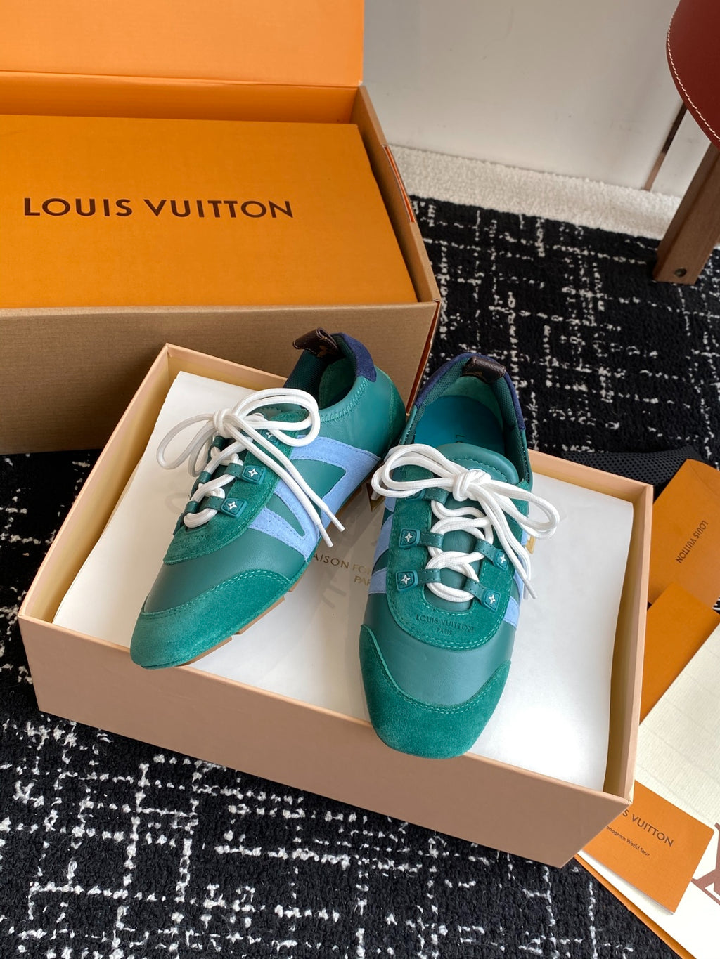 LV Recif Sneaker (Green/Blue Suede & Leather)