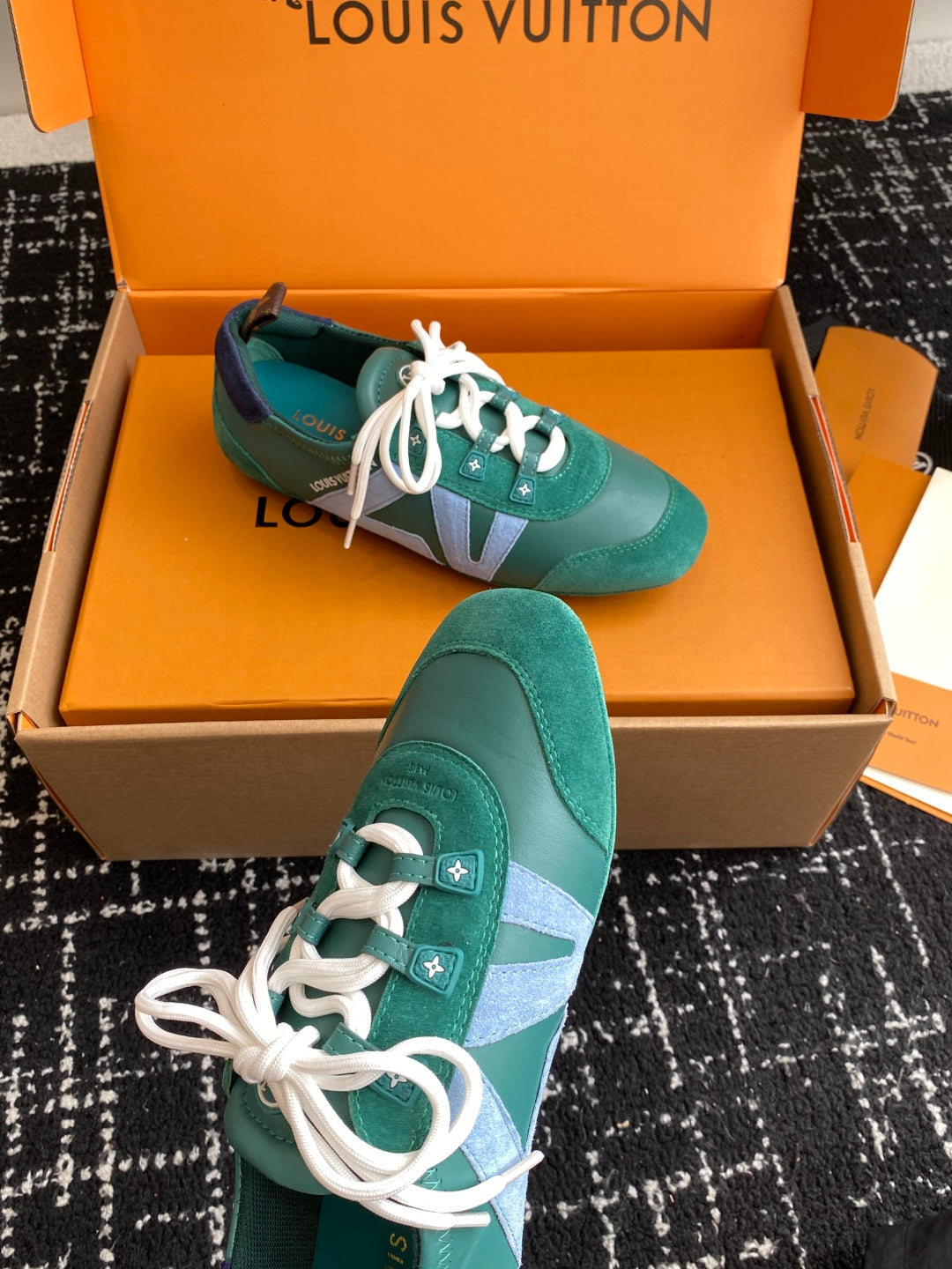LV Recif Sneaker (Green/Blue Suede & Leather)