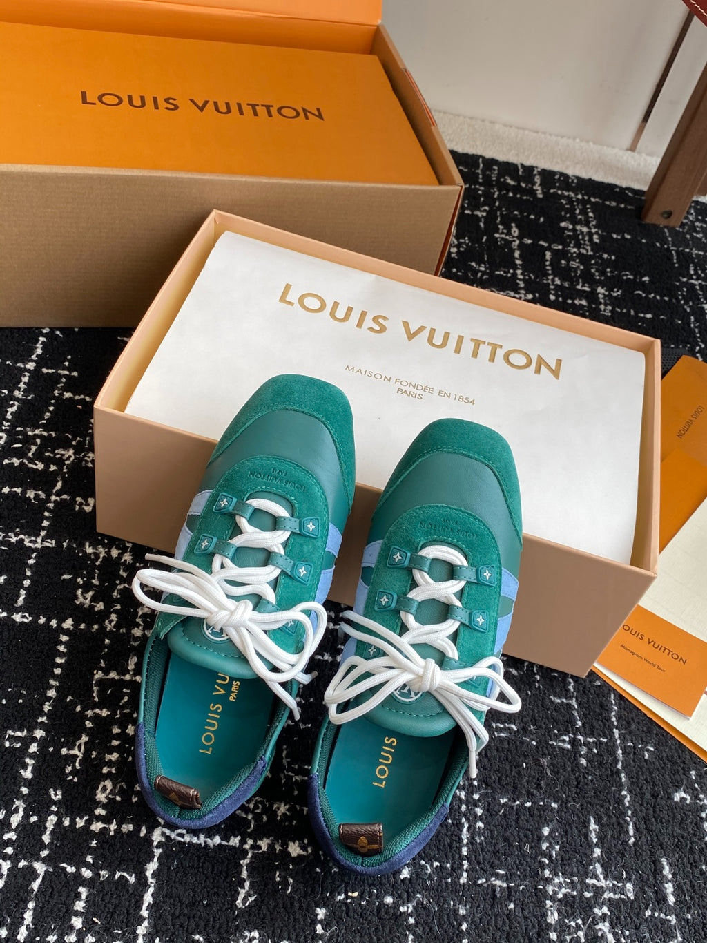 LV Recif Sneaker (Green/Blue Suede & Leather)