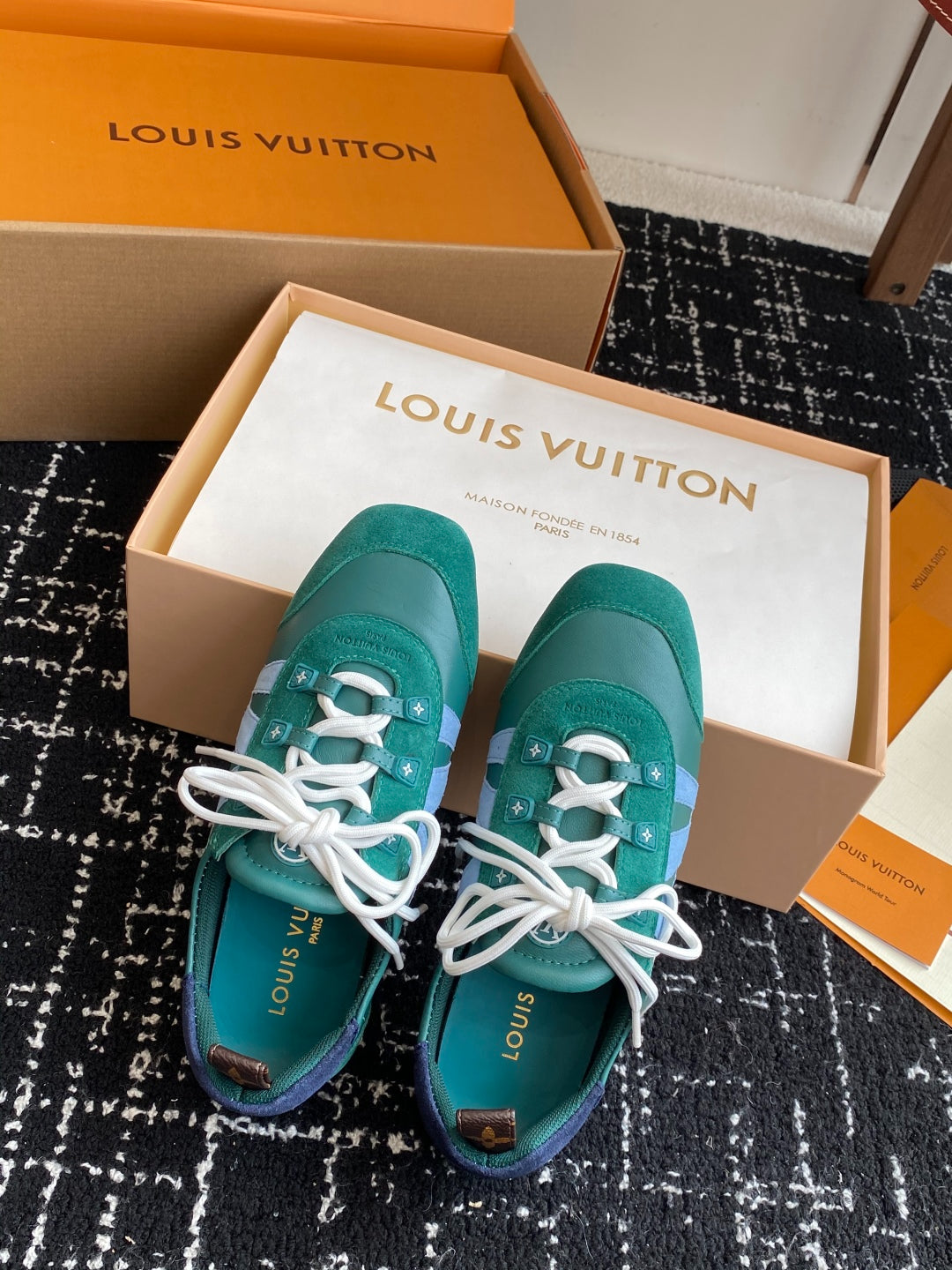 LV Recif Sneaker (Green/Blue Suede & Leather)