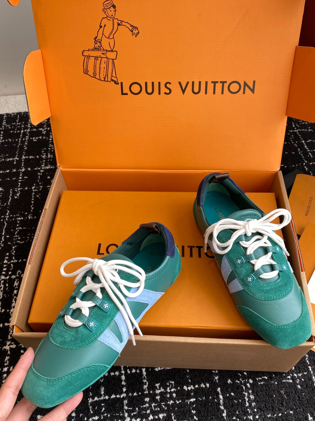 LV Recif Sneaker (Green/Blue Suede & Leather)