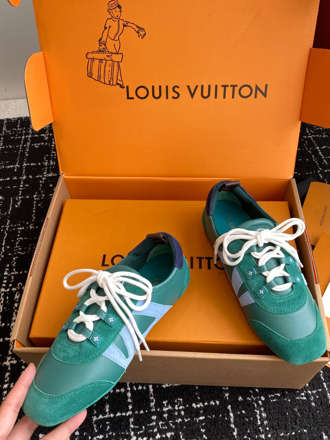 LV Recif Sneaker (Green/Blue Suede & Leather)