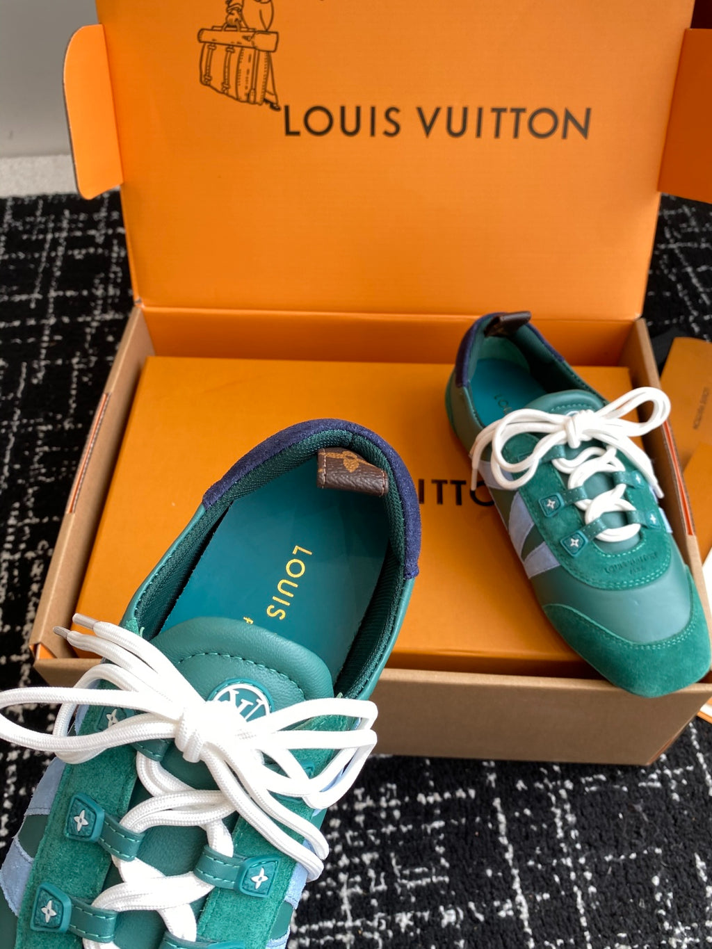 LV Recif Sneaker (Green/Blue Suede & Leather)