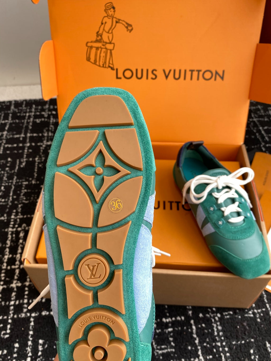 LV Recif Sneaker (Green/Blue Suede & Leather)