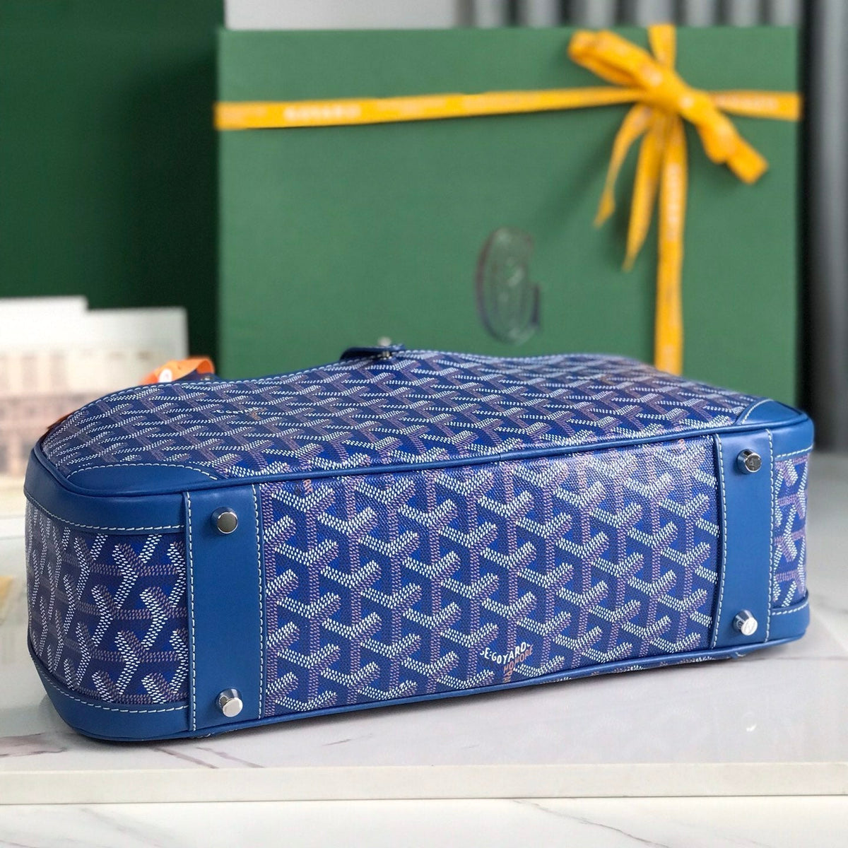 SAINT JEANNE BAG 35 IN AZURE BLUE GOYARDINE CANVAS AND CALFSKIN