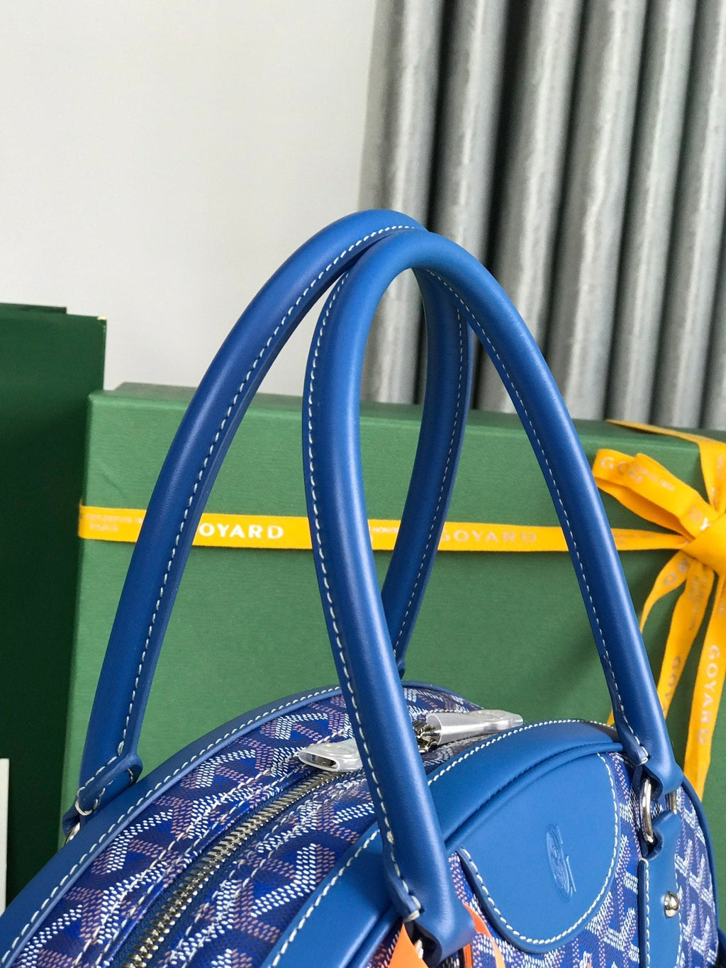SAINT JEANNE BAG 35 IN AZURE BLUE GOYARDINE CANVAS AND CALFSKIN