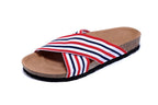 Birkenstock Siena Sandal Red, White & Navy Striped Textile