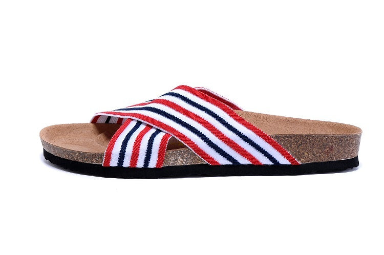 Birkenstock Siena Sandal Red, White & Navy Striped Textile