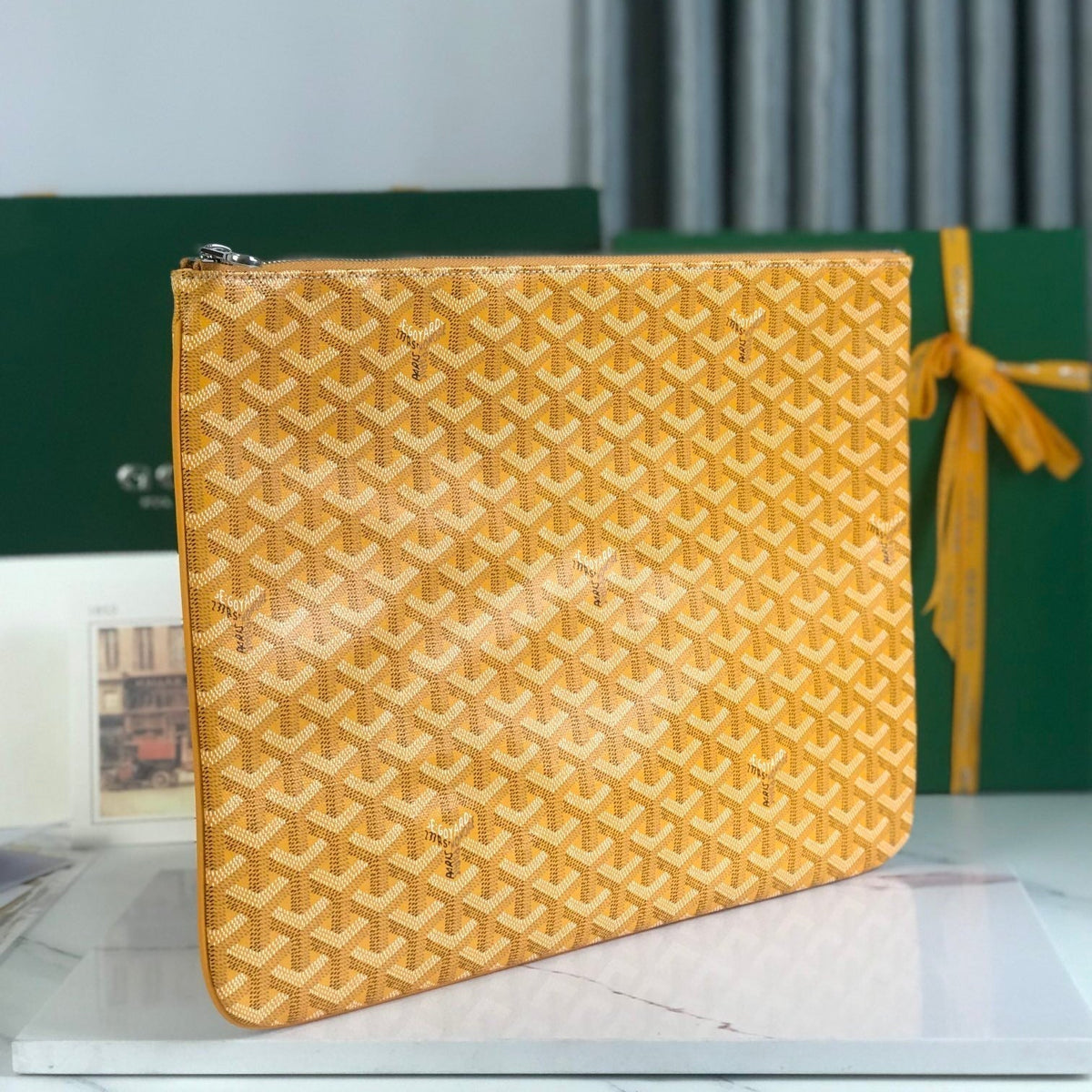 SÉNAT MGM POUCH 40 IN YELLOW GOYARDINE CANVAS