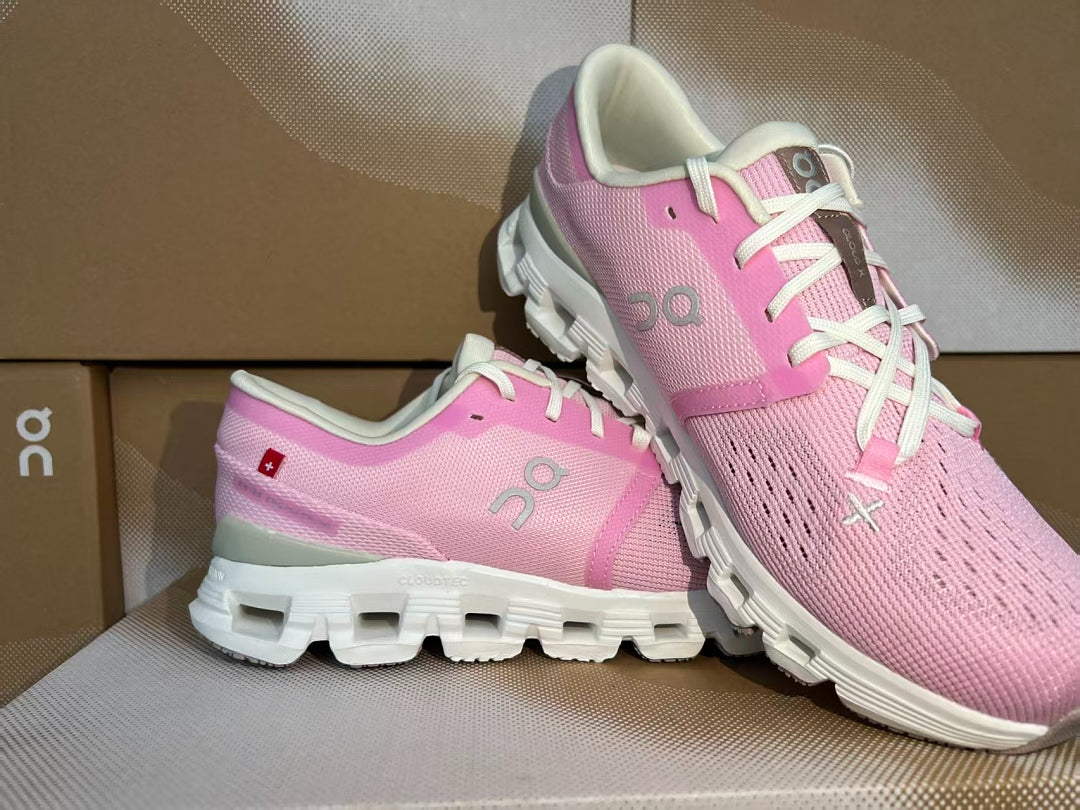 On Cloud X 4 Women's Running Shoes Pink Breathable Lightweight Athletic Sneakers