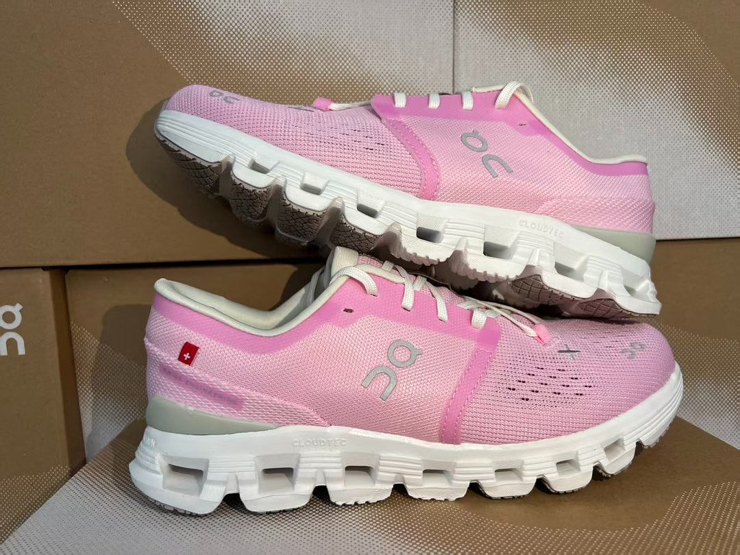 On Cloud X 4 Women's Running Shoes Pink Breathable Lightweight Athletic Sneakers