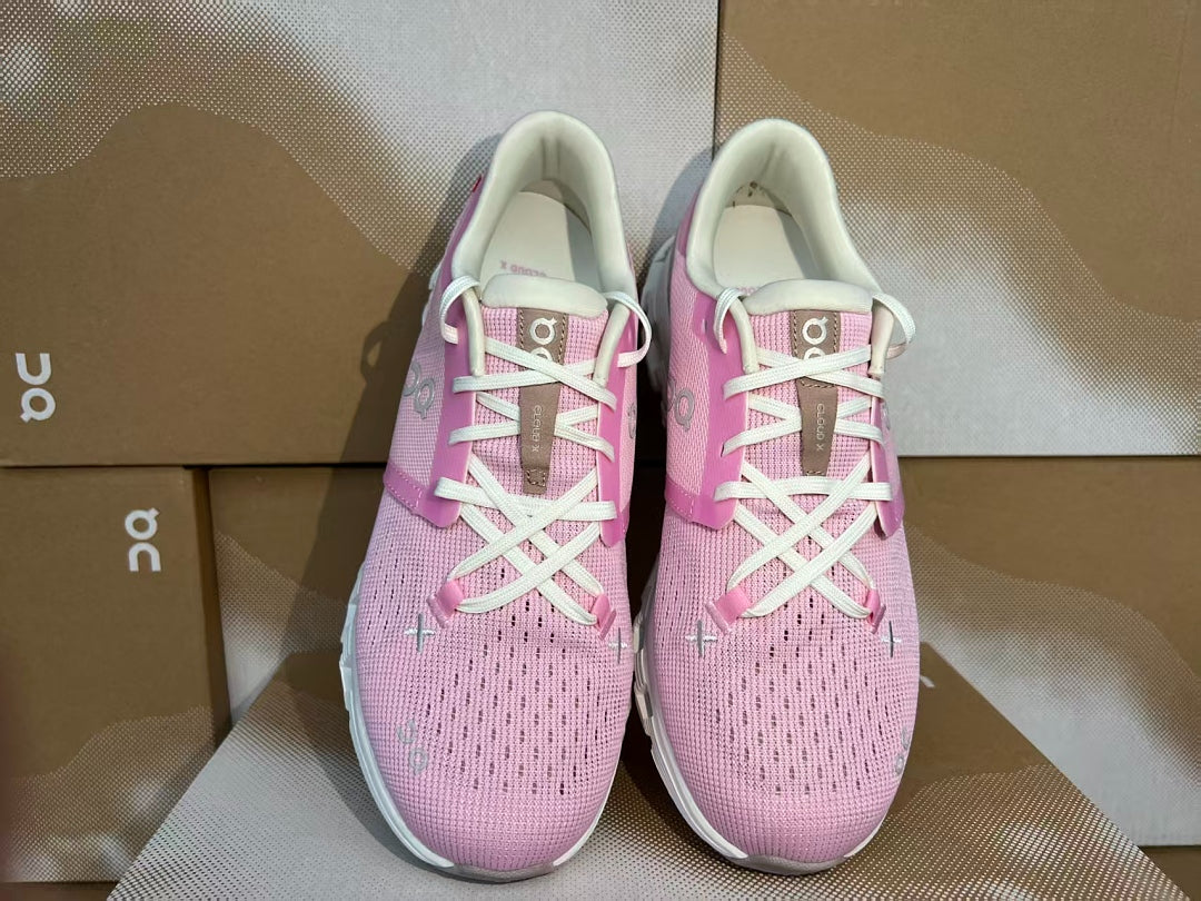 On Cloud X 4 Women's Running Shoes Pink Breathable Lightweight Athletic Sneakers