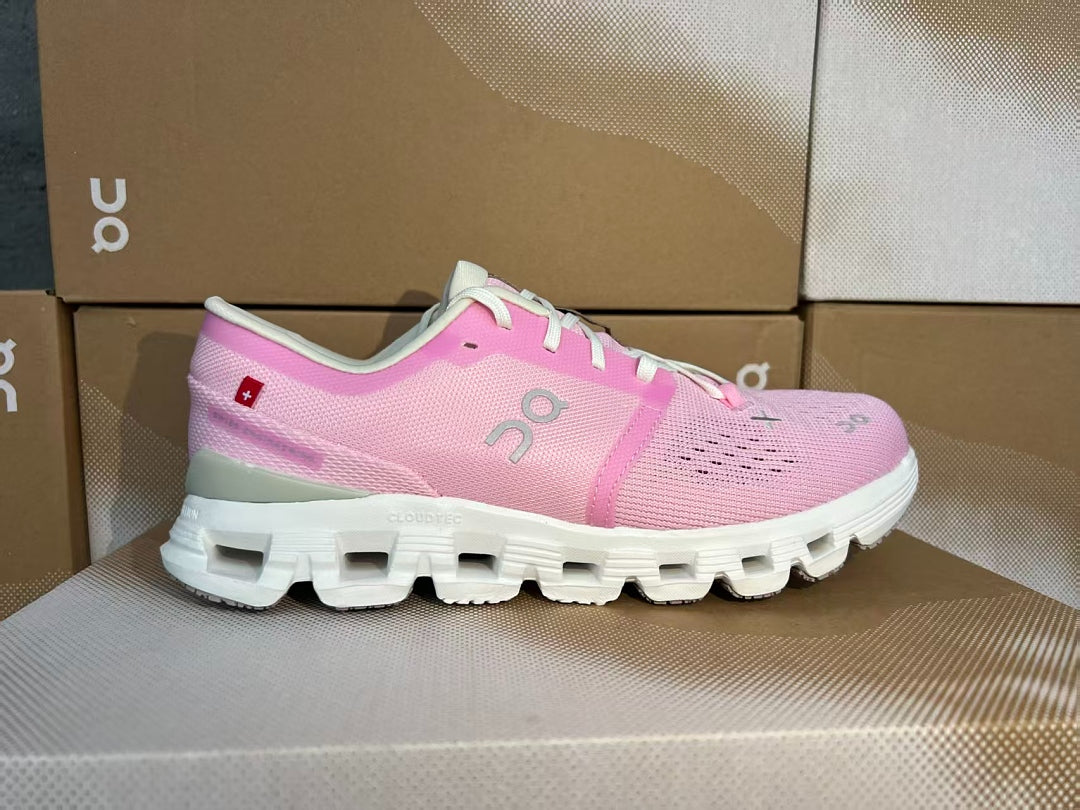 On Cloud X 4 Women's Running Shoes Pink Breathable Lightweight Athletic Sneakers