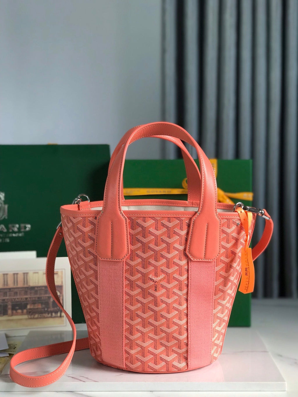 SMALL BELHARRA 24 IN PINK GOYARDINE CANVAS AND LAMBSKIN