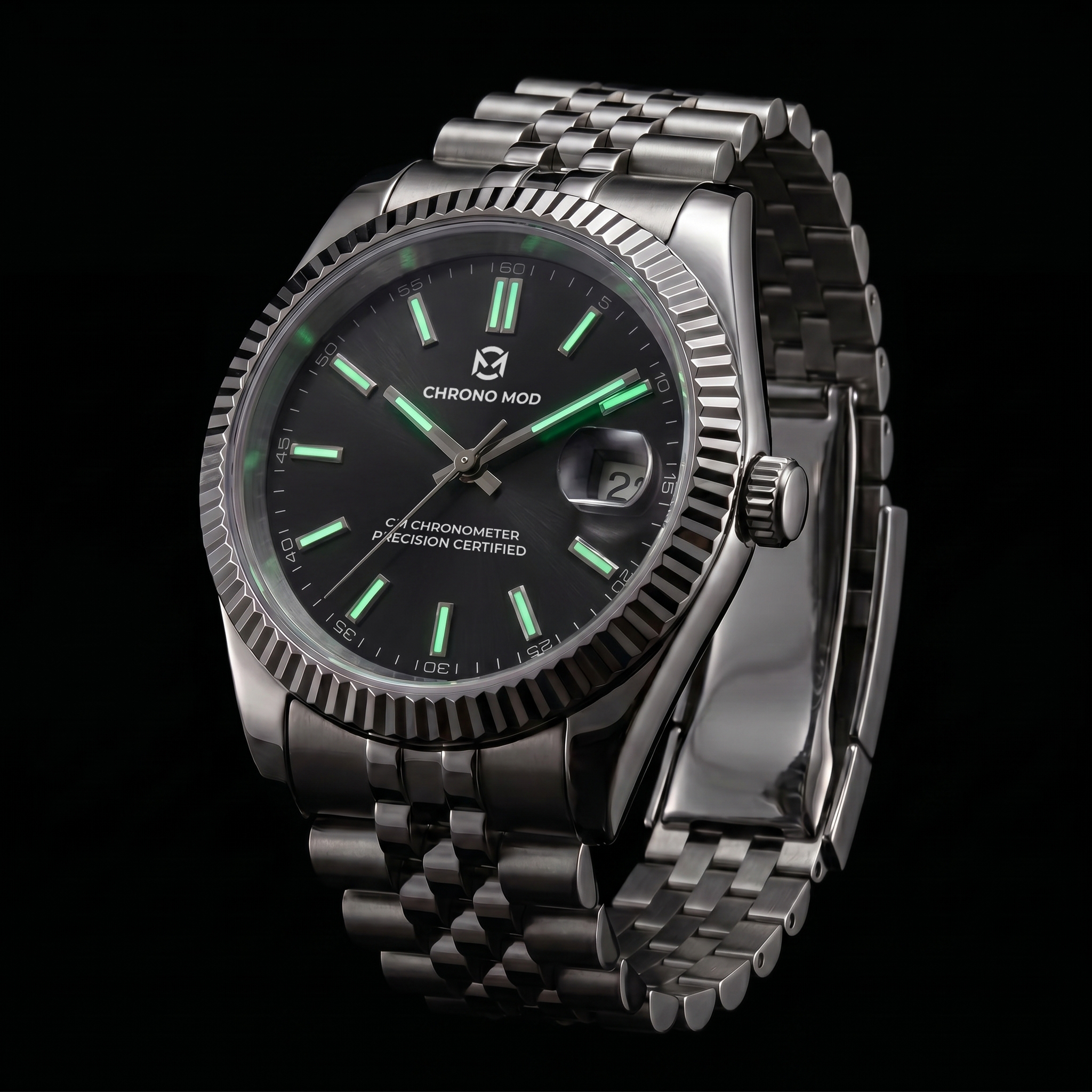 Classic Date – Black Sunburst Dial