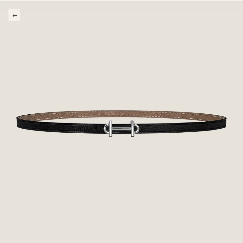 HM GAMMA BUCKLE & REVERSIBLE KHAKI BROWN AND BLACK LEATHER STRAP 13MM SILVER HARDWARE