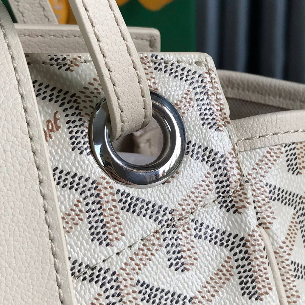 ROUETTE SOUPLE BAG 30 IN WHITE GOYARDINE CANVAS AND CALFSKIN