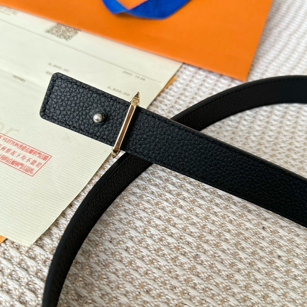 LV FLOWERGRAM 25 MM REVERSIBLE BELT IN BROWN DAMIER CALFSKIN GOLD MIX SILVER HARDWARE