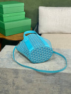 SMALL BELHARRA 24 IN BABY BLUE GOYARDINE CANVAS AND LAMBSKIN