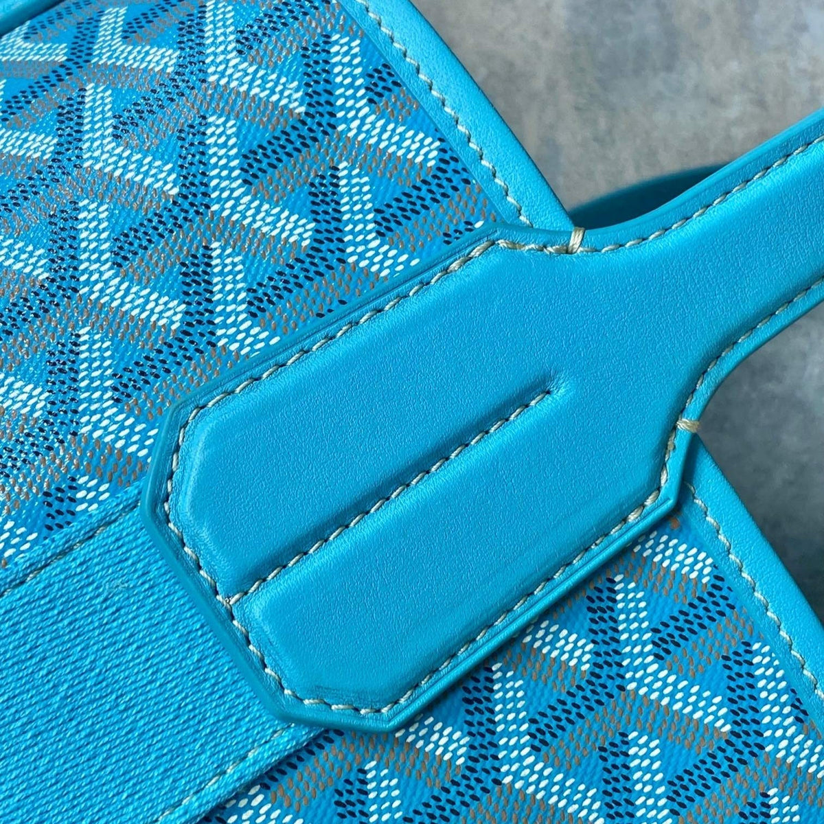 SMALL BELHARRA 24 IN BABY BLUE GOYARDINE CANVAS AND LAMBSKIN